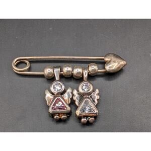 Sterling Silver Birthstone Charms Pendants Children Little 2 Girl Brooch